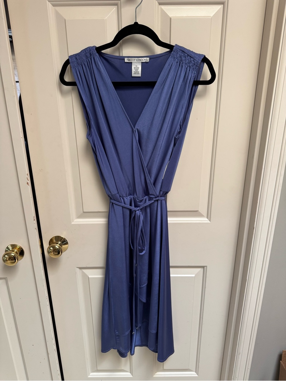 Maggy London Sleeveless Wrap Midi Dress in Periwinkle Blue